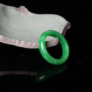 Jade Ring Wholesale Retro Dry Green Couple Men's and Women's Ring Small Ring Mouth Natural Jade Ring Ring Jewelry