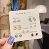 Universal earrings, set, zirconium from pearl, silver needle, Korean style, silver 925 sample