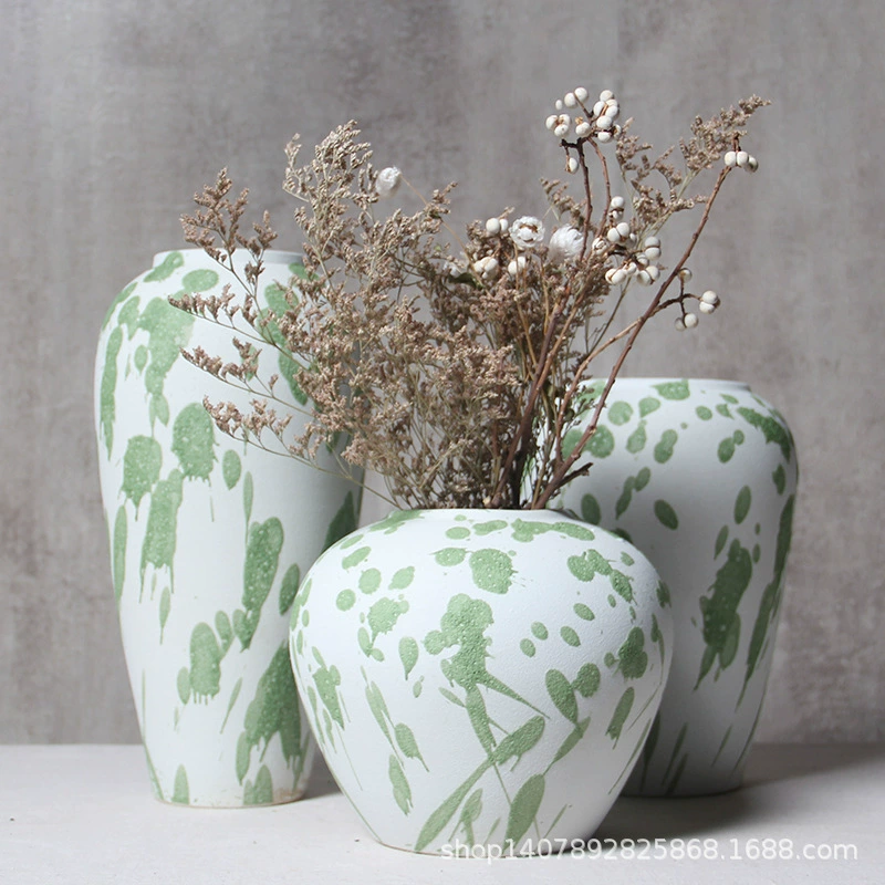 Керамическая ваза из Цзиндэчжэня, глиняный горшок, декор для гостиной, для цветочных композиций, ретро, для гидропоники, настольный горшок для суккулентов, для зеленых растений