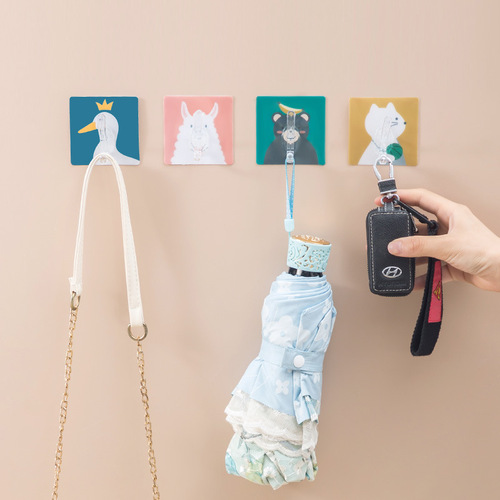 Cartoon coat hook, nail-free, punch-free, multi-functional, strong sticky hook, coat hook