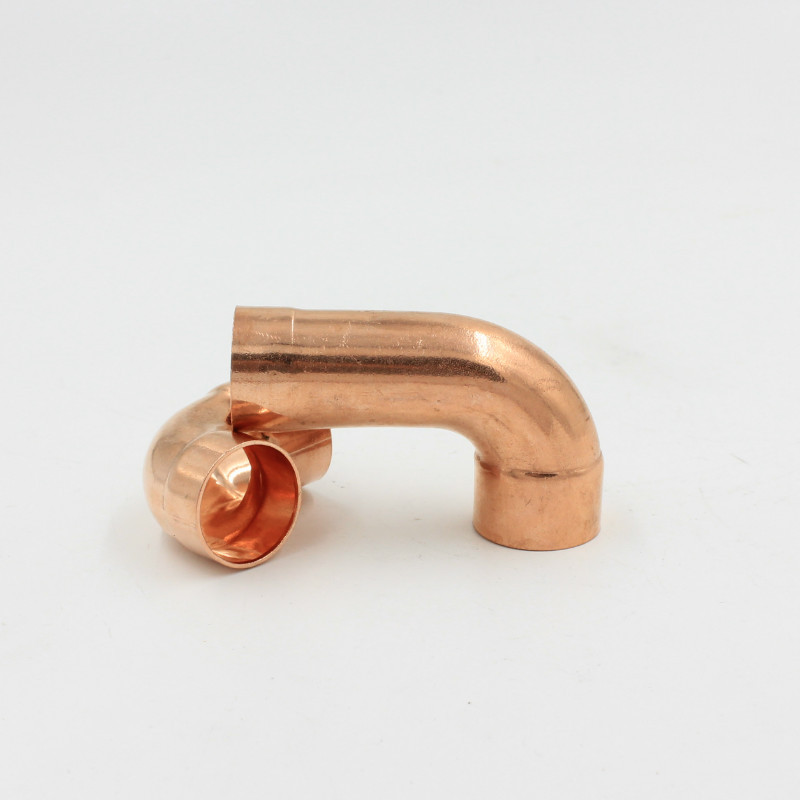 Cobre rojo doble acampanado socket codo de 90 grados de energía solar reducción de la longitud de la tubería de plomería materiales de construcción anillo de soldadura