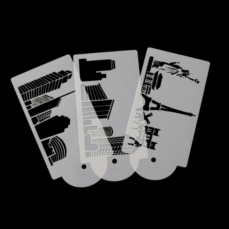 Cruz-Espejo Amazon 5-pieza hueco edificio spray molde hornear impresión spray plantilla cake Edge decoración molde