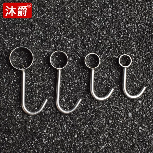 Wholesale thickened 304 stainless steel casing hook kitchen activity hook wear round tube single hook fixed hardware pendant