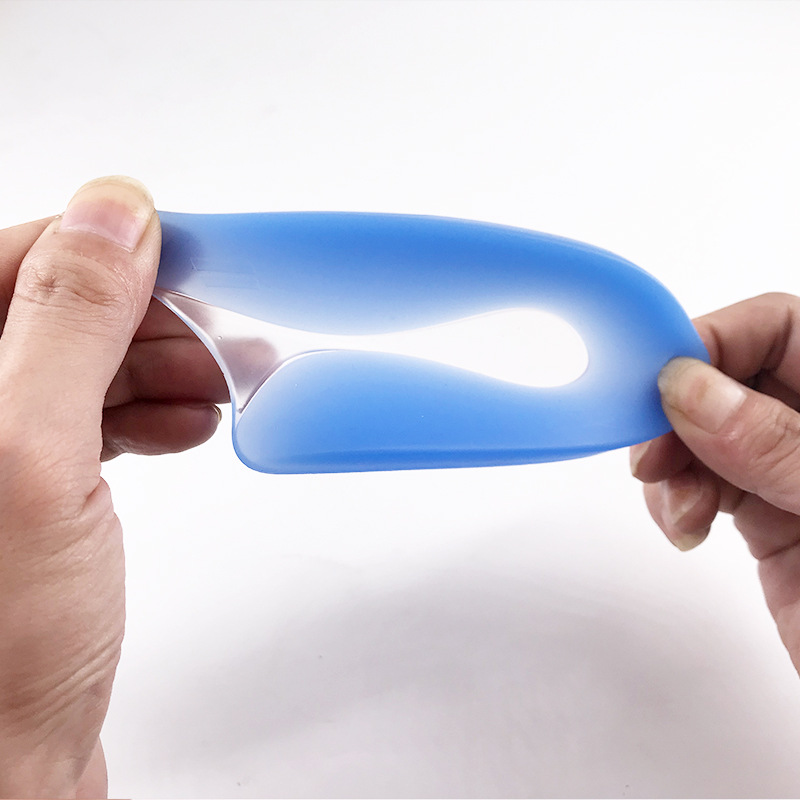 Almohadilla del talón de silicona en forma de U cómoda absorción de impactos resistente a la presión elastómero azul de tamaño medio almohadilla cóncava talón suave almohadilla del talón