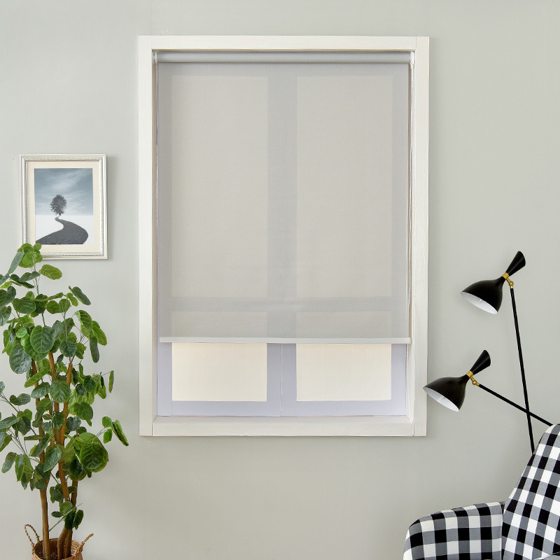 Curtain roller shutter office construction site semi-shading roller shutter solid color modern simple curtain punch-free Wholesale