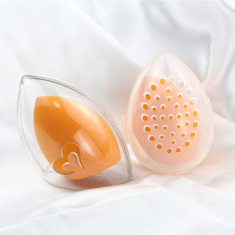 Caja de almacenamiento de huevos de belleza porosa esponja anti-moho transpirable cáscara de almacenamiento de huevos cáscara protectora de huevo de maquillaje con caja de agujero transpirable