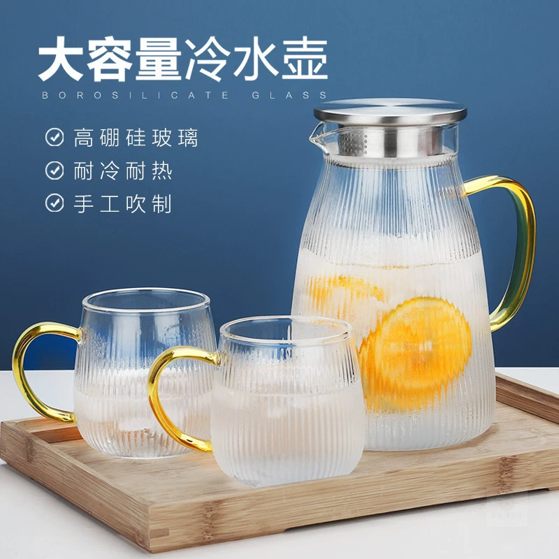 With a forged pattern glass teapot, high quality set