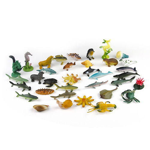Ocean Series Simulation Ocean Animal Toys Bathroom Toys Children's Ocean Life Recognition Bag of 36 Pieces