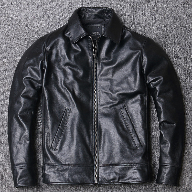 Spring New Product Soft and Delicate Calfskin Genuine Leather Jacket Men's Short Slim Youth Handsome Lapel Leather Jacket Spring New Product Soft and Delicate Calfskin Genuine Leather Jacket Men's Short Slim Youth Handsome Lapel Leather Jacket