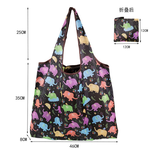 Quick Delivery Bulk 190T Floral Print Hand-Tote Shopping Bag Polyester Bag Wholesale Foldable Advertising Gift Bag