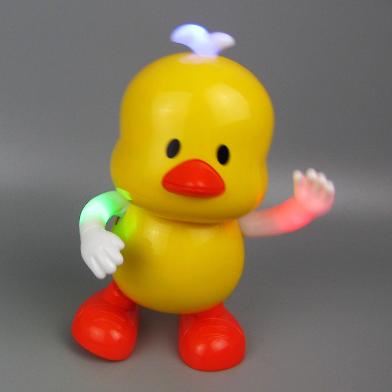 Tiktok mismo baile eléctrico pequeño pato lindo música luz columpio muñeca eléctrica puesto de juguete para niños Venta caliente