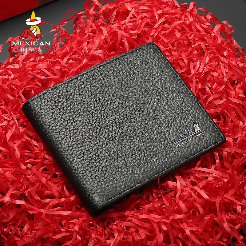 Scarecrow Wallet Men's Cowhide Business Trendy Casual Wallet Simple Genuine Leather Bill Holder Card Holder New Ultra-thin Wallet