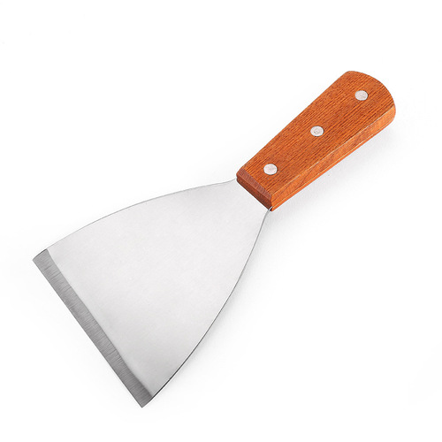 Triangular stainless steel Teppanyaki frying spatula multi-purpose steak hand grabbing cake shovel restaurant Teppanyaki cooking tool