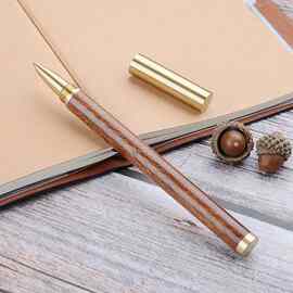 实木木质签字笔黄铜中性笔办公商务礼品木质笔杆激光刻字厂家直供