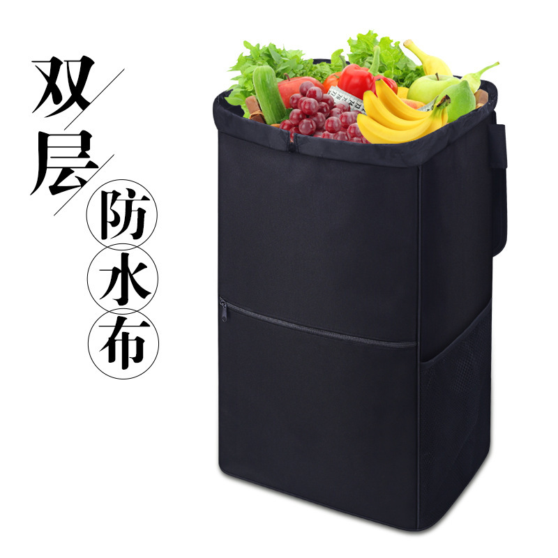 Double-layer shopping cart cloth bag grocery shopping driver trolley bag small trolley cart cloth bag large waterproof Oxford bag