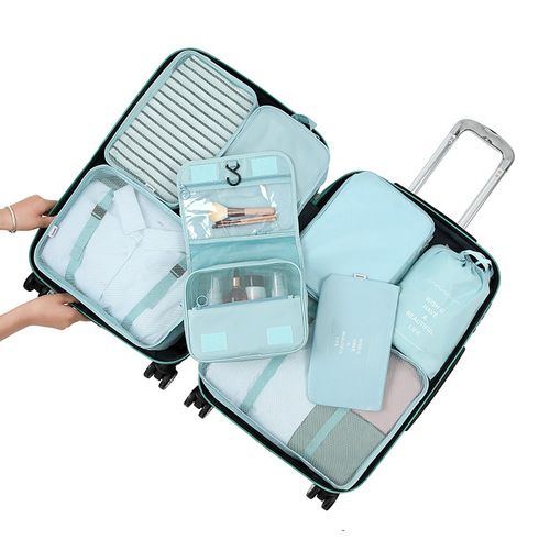 旅行收纳袋八件套行李箱衣服旅游鞋子内衣收纳包整理袋套装八件套
