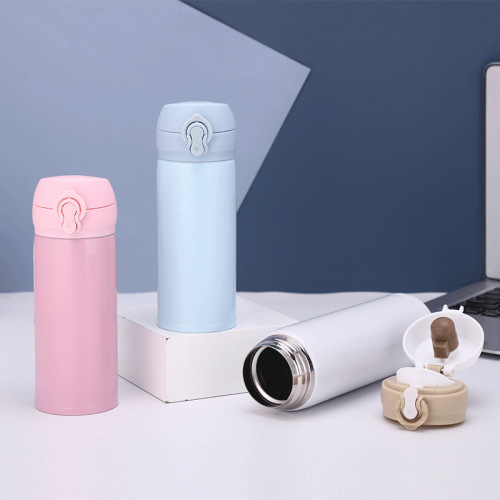 Creative Fashion Bouncing Lid Insulated Cup Vacuum Takeaway Gift Cup Double Layer 304 Stainless Steel Cup with Locking Strap