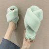 2024 autumn and winter hair wool slippers women are well -preserving flat home furnishings cross foreign trade large size 43 dragging women