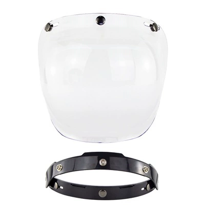 Factory Motorcycle Helmet Retro Half Helmet Bubble Visor Three-Button Safety Windproof Lens with Bracket Set (Motorcycle Safety Supplies) - transparent-sheet-black-bracket