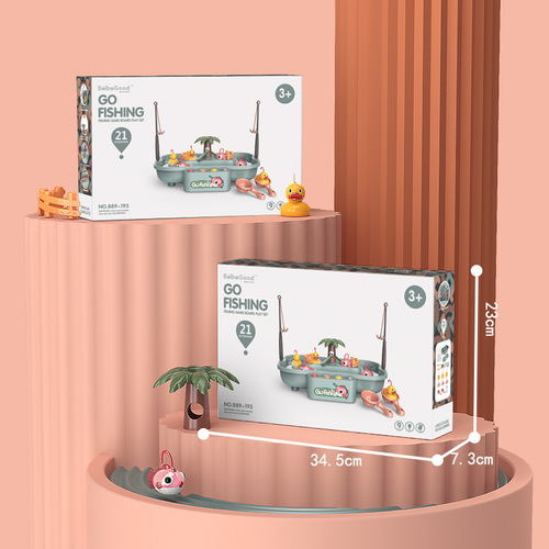 Foreign trade children's electric water circulation rotating fishing platform with light and music fishing plate parent-child interactive water toy