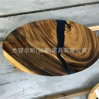 跨境新款北欧实木茶几树脂河流桌阳台客厅边几小茶桌简约圆桌批发