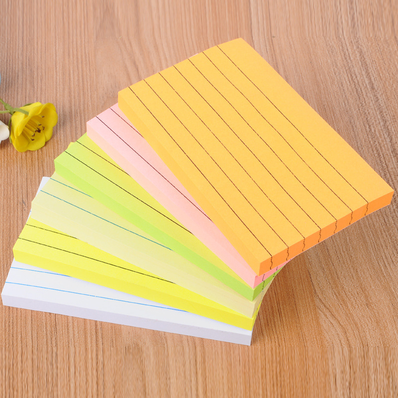 Notas adhesivas fluorescentes 76×127mm, coloridas y portátiles.