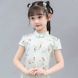 2025新款儿童旗袍夏季女童唐装汉服中国风长款洋气中式复古连衣裙