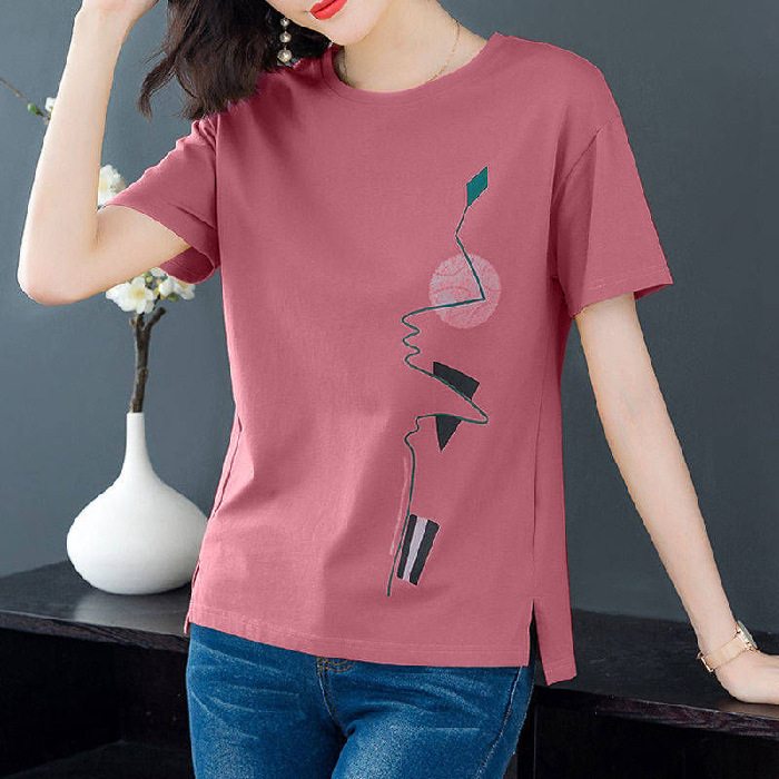 2026 New Short-Sleeved T-Shirt for Women, Summer Wear, Versatile, Loose, Large Size, Plus-Size Tops, Korean Style Printed T-Shirts, Loose Fit