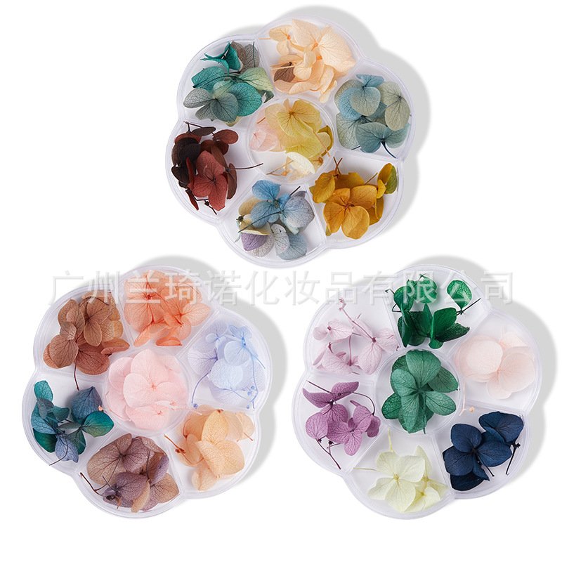 Transfronterizo nueva manicura flor seca Flor eterna de estilo japonés Ziyang flor gradiente de color manicura joyería calcomanías tres opcionales