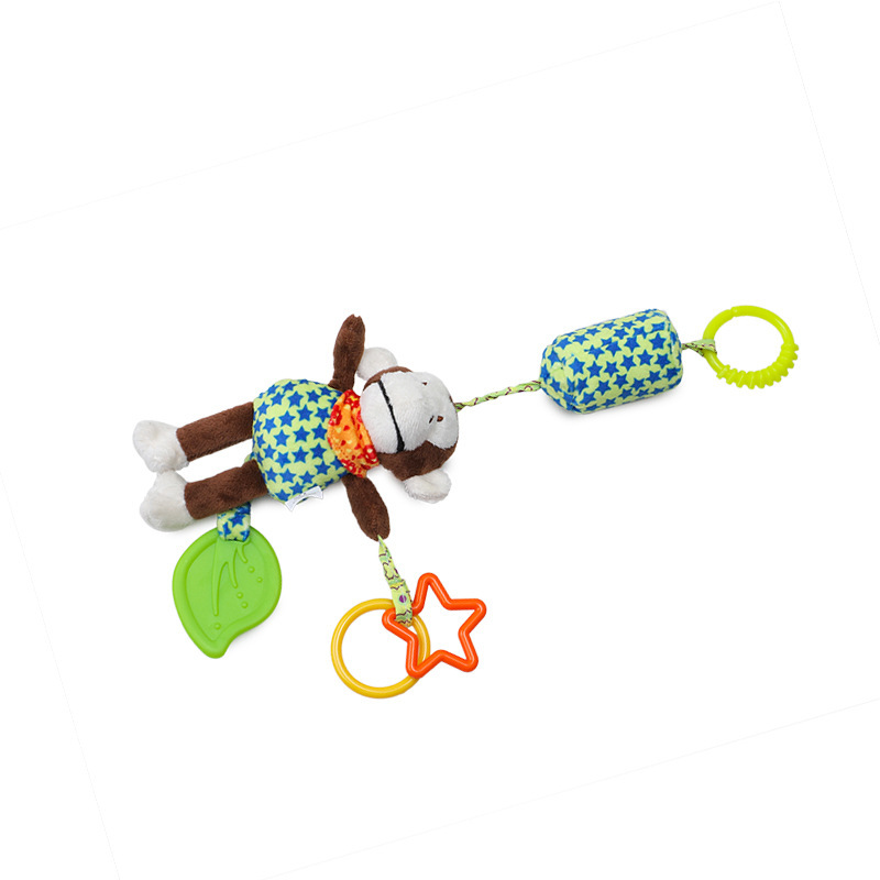 Mordedor coche colgando cama colgando animal de dibujos animados 0-1 años bebé infantil niños calmante juguete de peluche