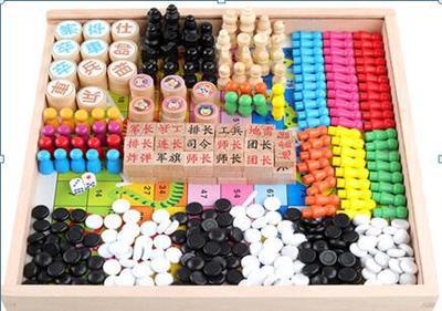 Tablera de madera multifuncional 27 en uno juego Damas Checkers Ajedrez Rompecabezas para niños Juguetes interactivos de escritorio