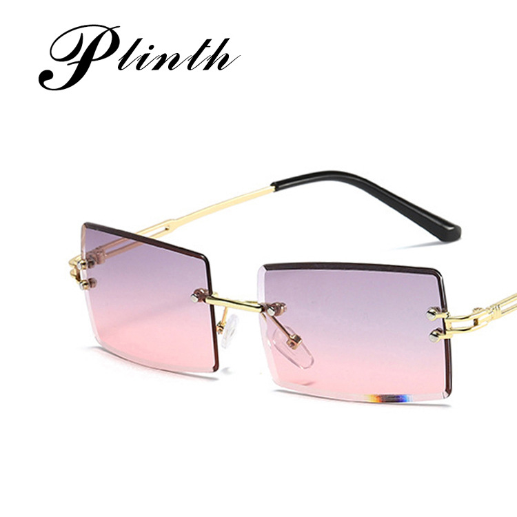 Fashionable ultra-light small frame sunglasses 2020 new women's cut rimless sunglasses elegant color transparent hip hop