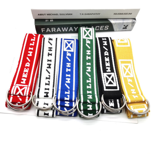 Belt for women double ring buckle mailbox pattern versatile casual fashion student trendy brand outdoor decorative canvas belt for women