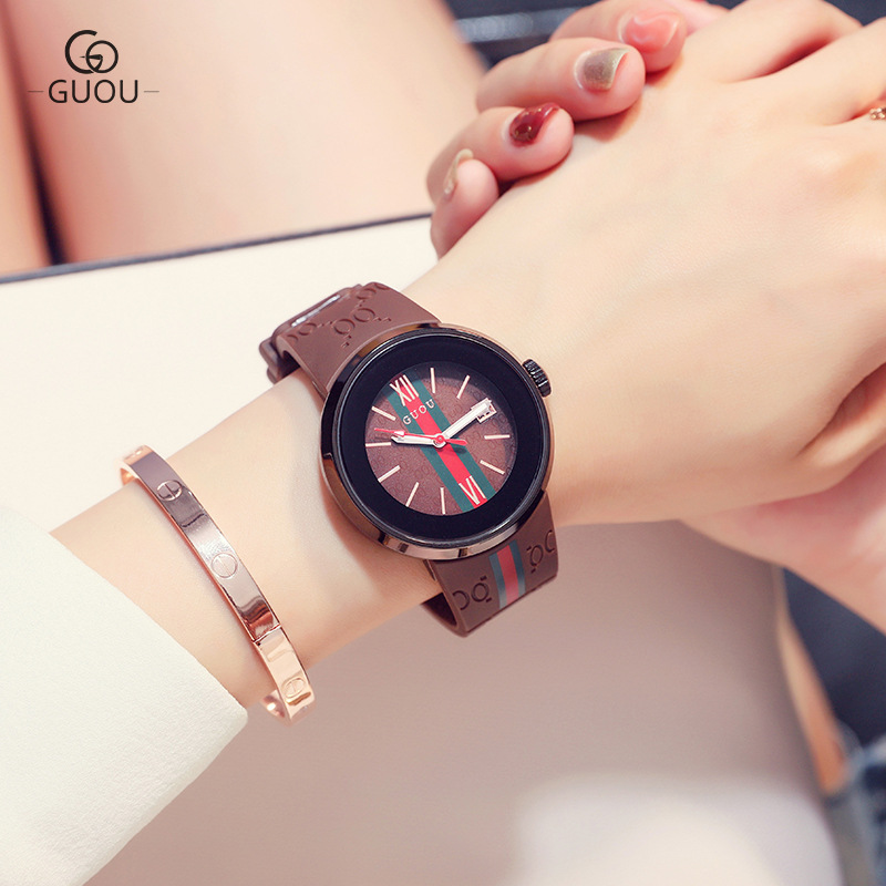 GUOU GUOU Hong Kong women's watch personalized sports style couple quartz watch retro small round waterproof women's watch