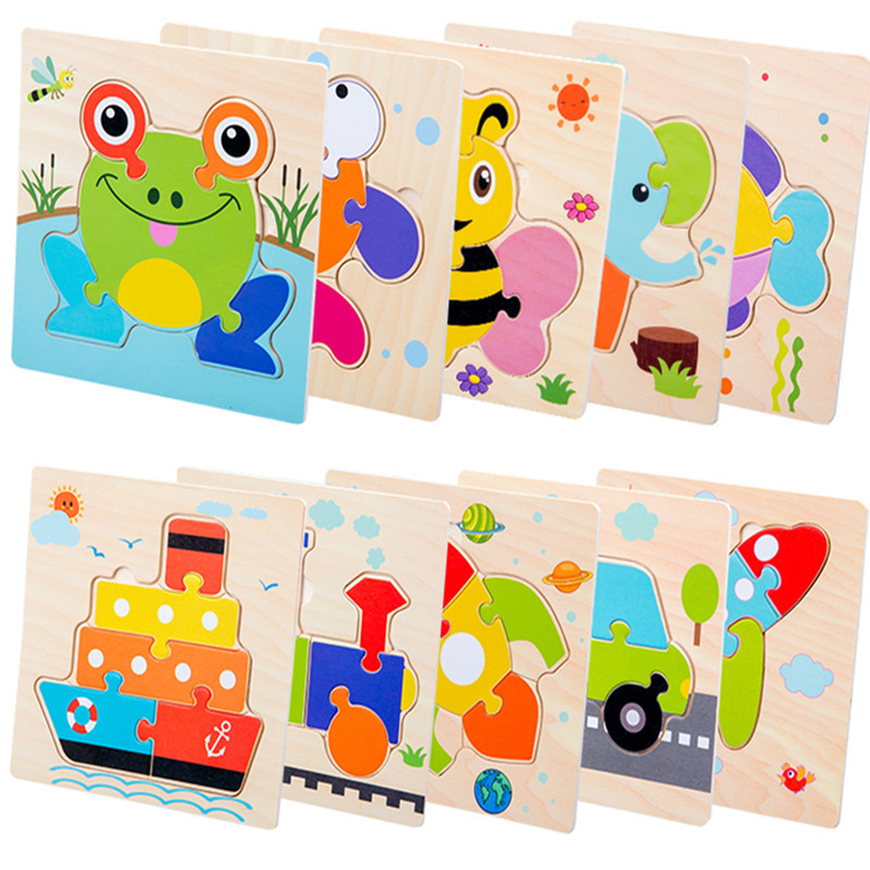 Rompecabezas de educación temprana para niños juguetes de inteligencia para bebés iluminación tridimensional pequeño rompecabezas de Madera Juguetes de educación temprana para niños