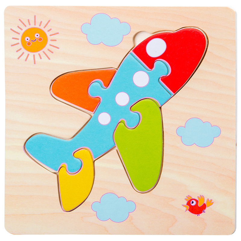 Rompecabezas de educación temprana para niños juguetes de inteligencia para bebés iluminación tridimensional pequeño rompecabezas de Madera Juguetes de educación temprana para niños