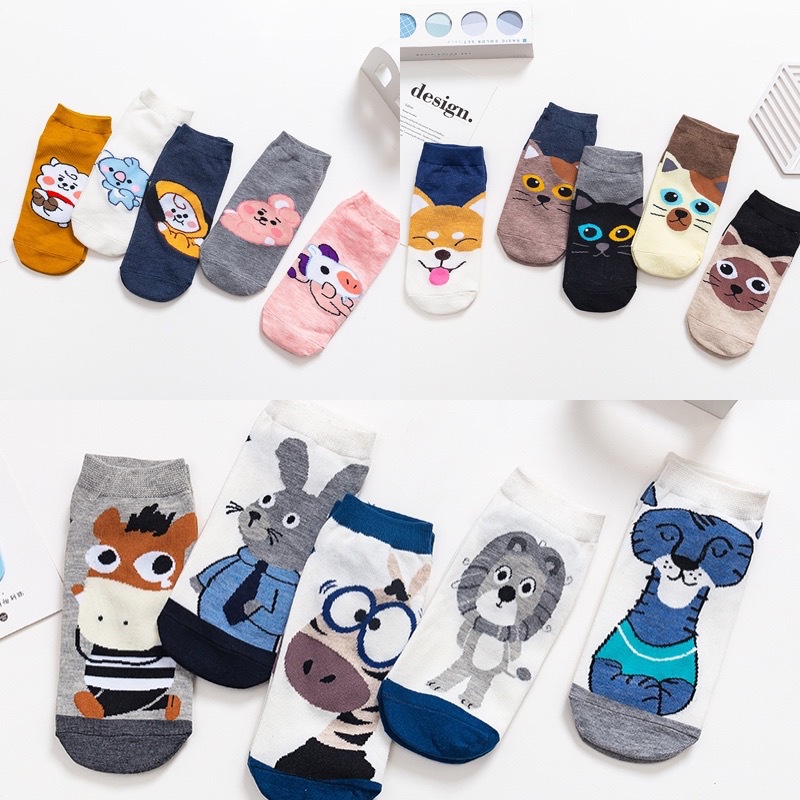 Spring Summer New Women Cartoon Ankle Socks Cute Candy Color Short Socks Summer Light Thin Cotton Socks Cartoon Ladies Boat Socks