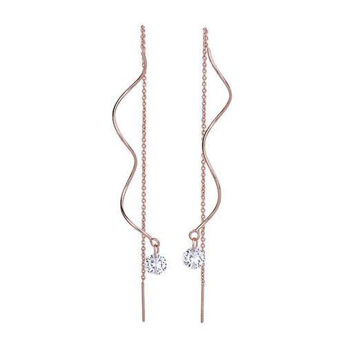 Qiaolanxuan Korean version of Dadongmen long twisted zircon ear wire fashion tassel ear jewelry student women's earrings