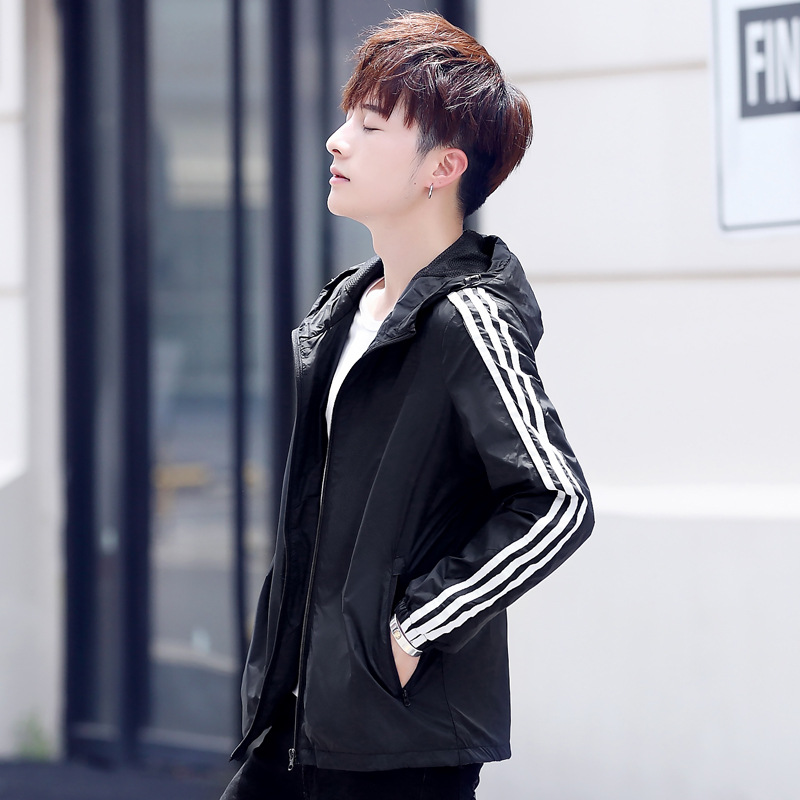 Chaqueta de verano ultraligera transfronteriza de tres rayas para hombre, ropa de protección solar, chaqueta oversize de moda de talla grande, ropa deportiva informal holgada. image 7