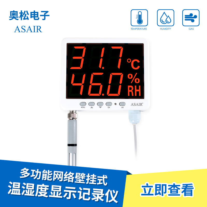 AS109R红光 多功能网络温湿度记录仪表 壁挂式RS485 AS109B蓝光