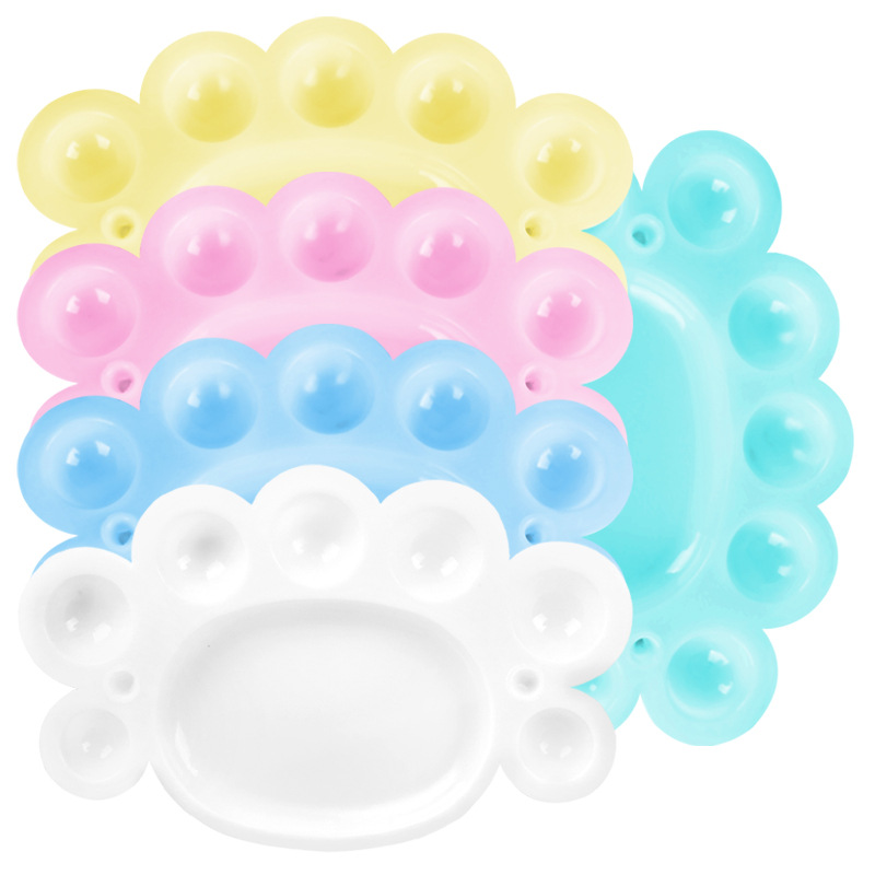 厂家直供小脚丫调色盘儿童diy绘画塑料调色盘水彩水粉画画调色碟