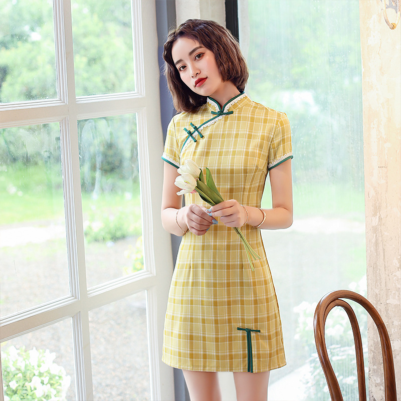 Summer fitted retro ethnic fashionable lightweight cheongsam