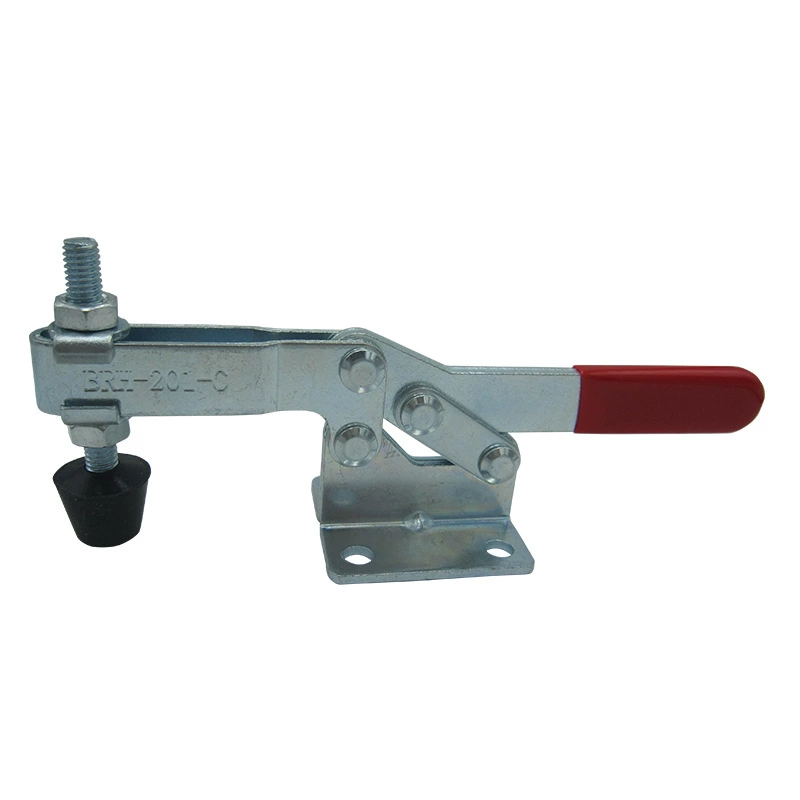 Horizontal toggle clamp (BRH) BRH‑201C, quick‑release, steel base with rubber spindle