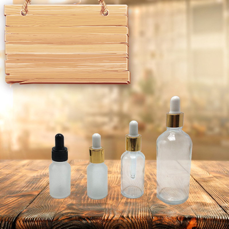 现货供应茶色/透明/蓝绿5ML-100ML玻璃精油瓶化妆品分装瓶