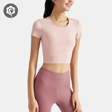 哈他 | 塑享-哈他瑜伽夏短袖上衣健身运动t恤跑步训练衣带胸垫