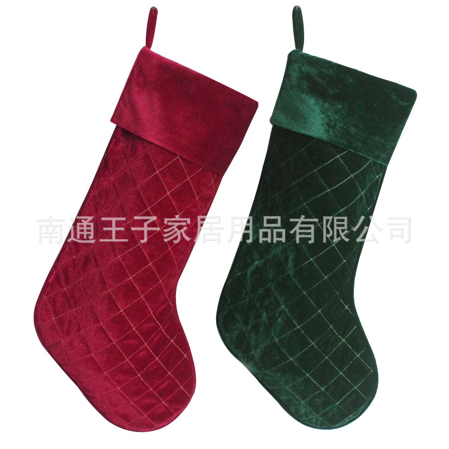 Solanduo clásico rojo terciopelo verde Navidad calcetines acolchados rombo calcetines decorativos regalo bolsa Navidad árbol decoraciones