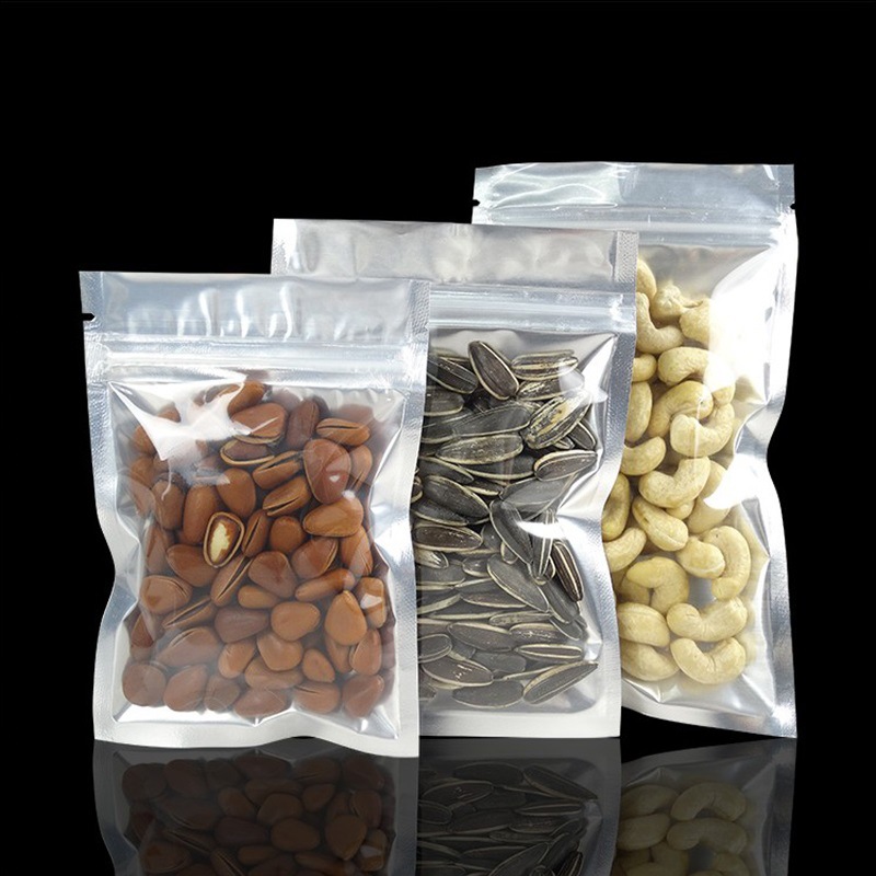 纯铝阴阳骨袋半透明自封袋食品铝箔包装袋杂粮袋茶叶复合塑料袋