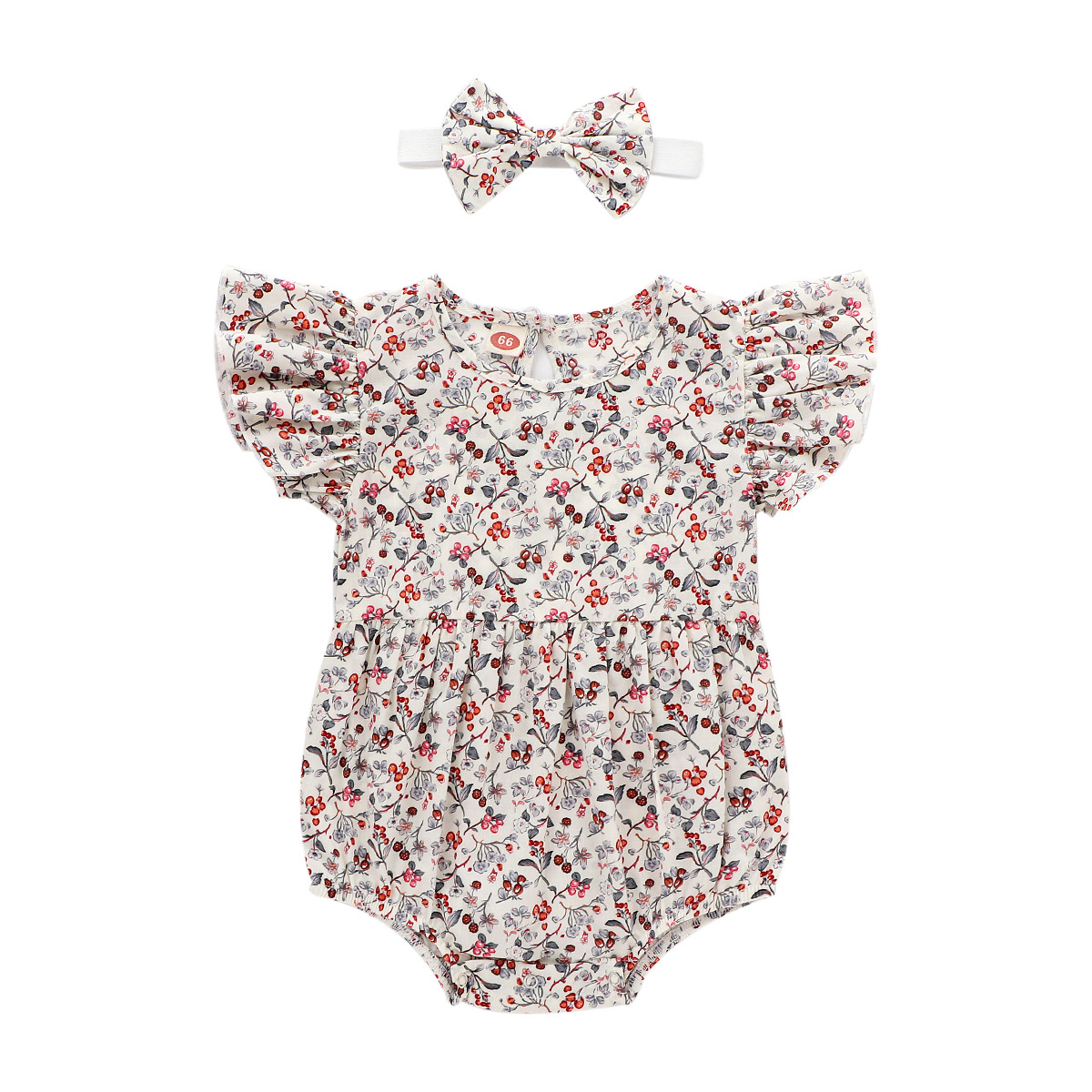 Nuevo multicolor 2022 verano recién nacido 0-2 años de edad floral manga de vuelo sin mangas mameluco bebé vaina triángulo gateando