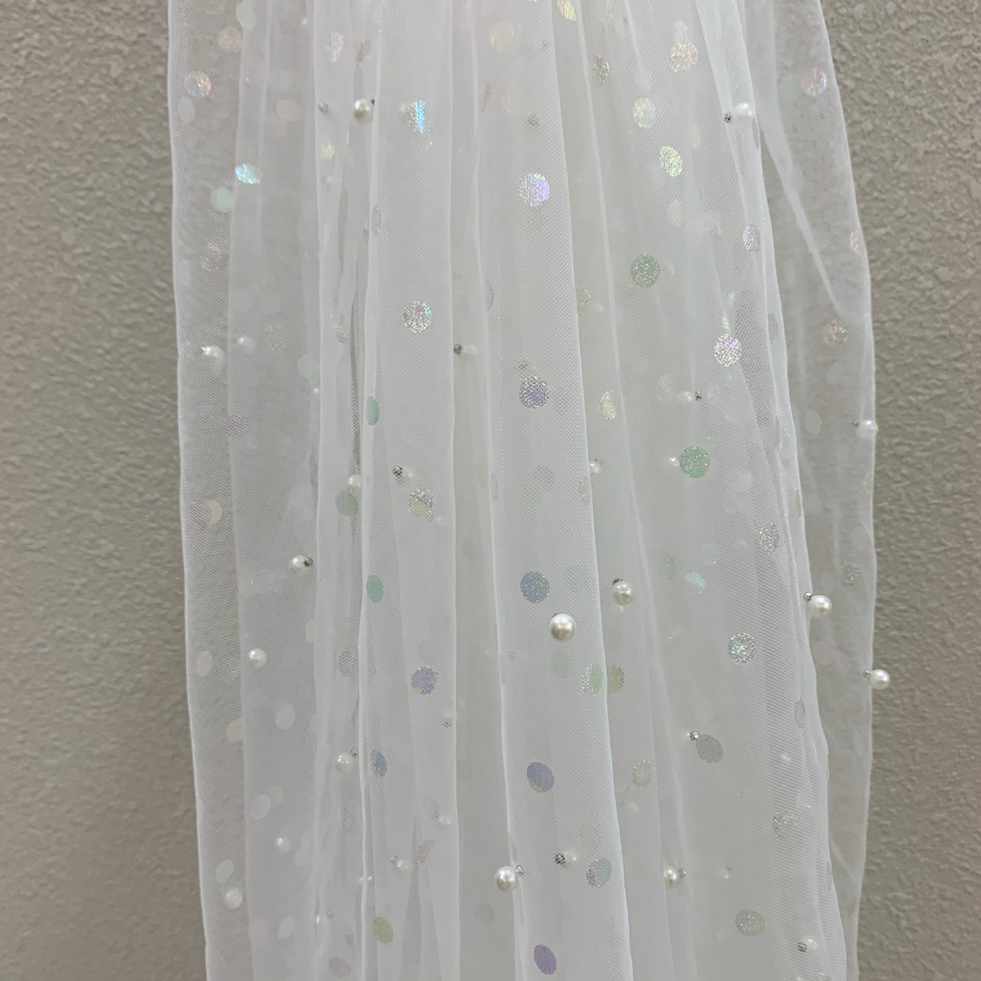 Nuevo paño de malla colorido dorado mágico punto con cuentas de malla ropa para niños vestido Lolita tela Hanfu de hadas