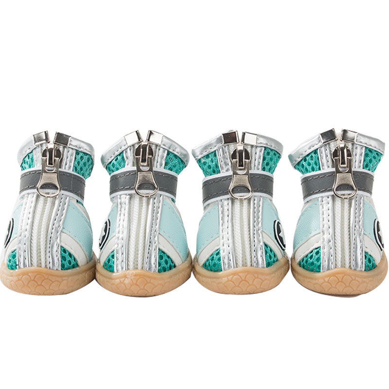 Zapatos de cachorro mascota oso de peluche zapatos de suela suave pequeño perro cachorro anti-caída zapatos transpirables Conjunto de 4 primavera y verano